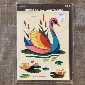 Vintage New Meyercord Decals for Home 1976 Swan Lily Pad #1539-D Old Stock Color
